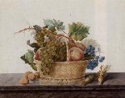 Still life of fruit in a bowl,upon a stone ledge Madame Elie